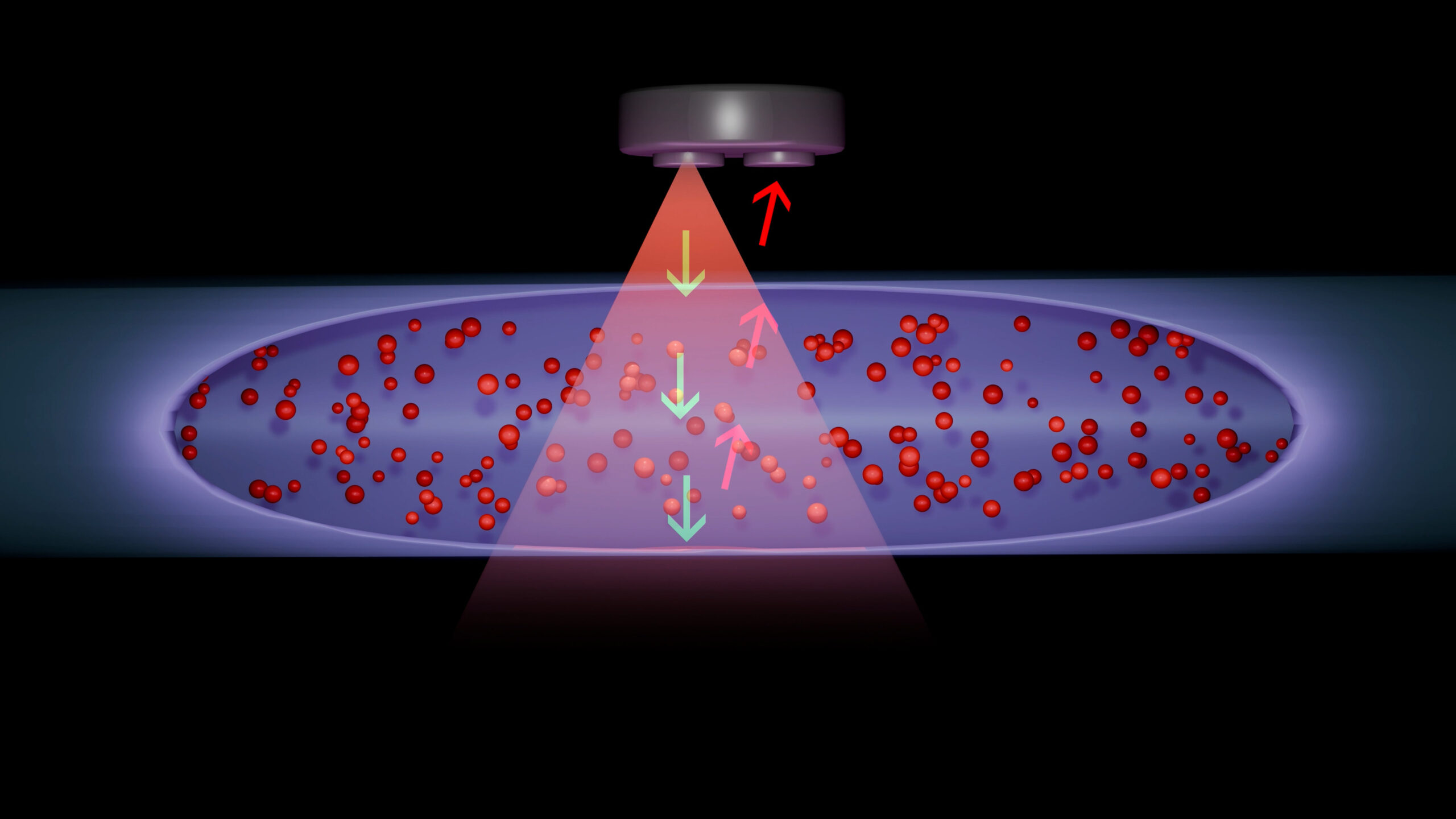 Photoplethysmography optoelectronic sensor. PPG detecting blood flow under skin. Non-invasive biomedical monitoring technology. 3d render illustration